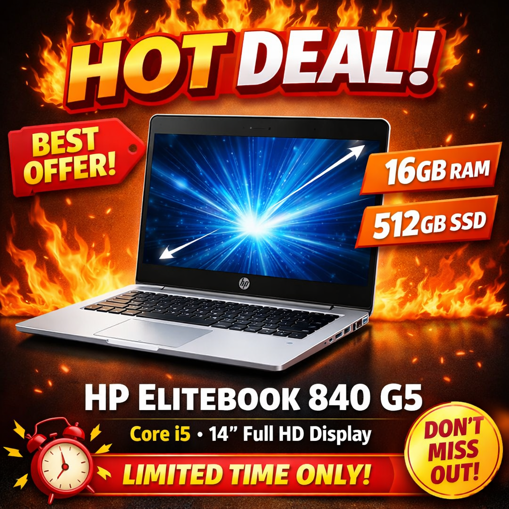 HP EliteBook 840 G5 Laptop Core i5 16GB RAM 512GB SSD 14” Windows 10