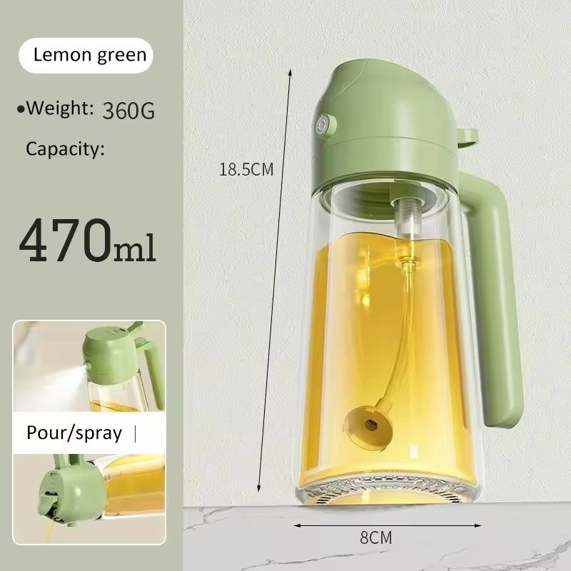 2 in 1 Glass Aerosol Oil Sprayer Bottle, 470ML, Aerosol Oil Dispenser, Sauce Storage Jar for Kitchen, BBQ Cooking Tool