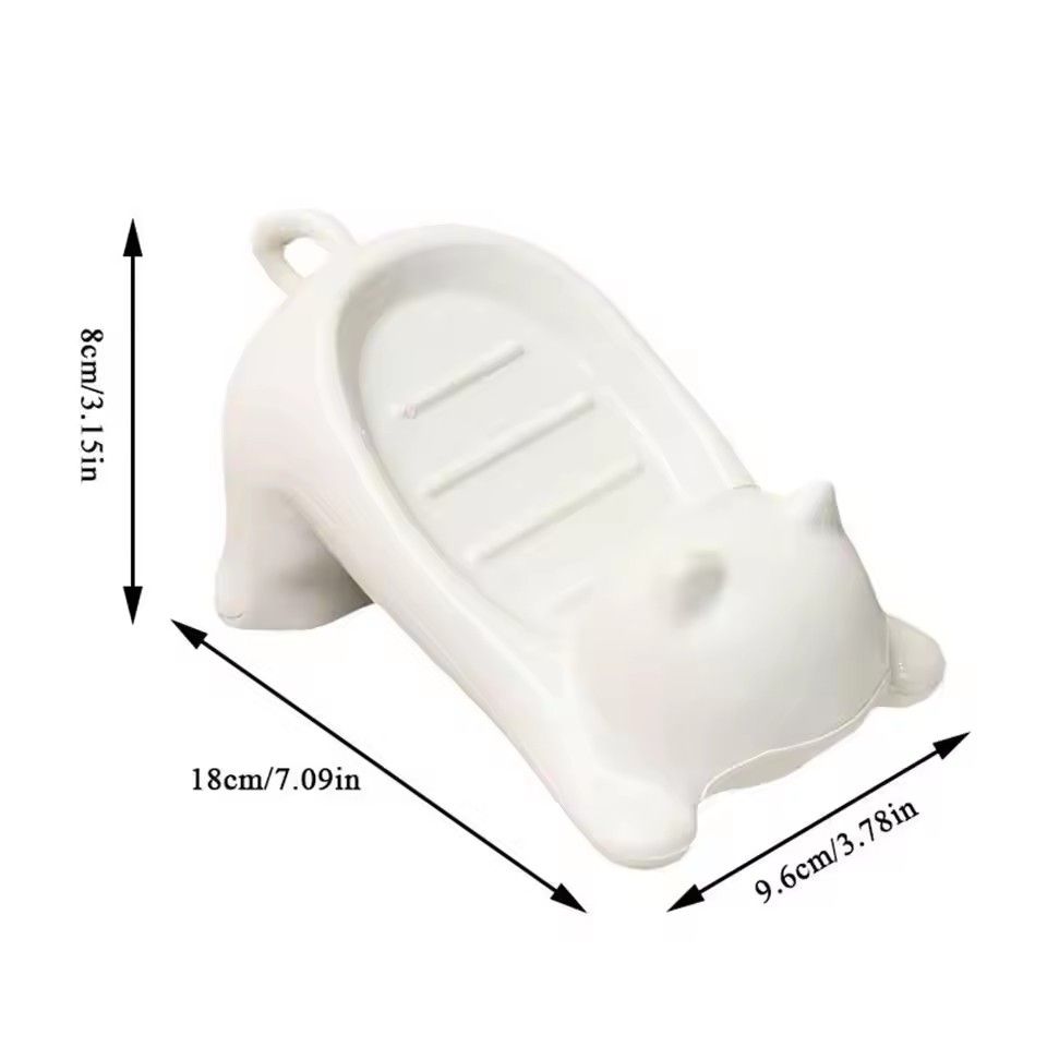 1pc Cute Cat-shaped Soap Dish for Shower, Drainable Bar Soap Holder Household Bathroom Soap Tray