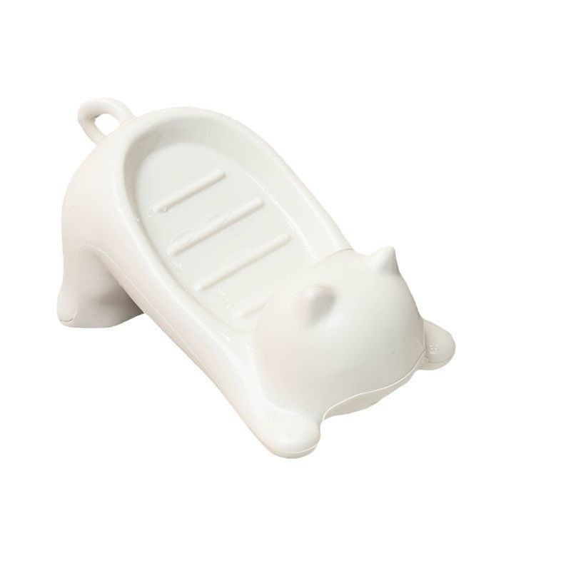 1pc Cute Cat-shaped Soap Dish for Shower, Drainable Bar Soap Holder Household Bathroom Soap Tray