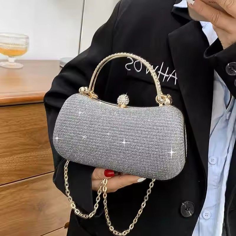 Ladies' Luxury Banquet Bag Sparkling Chain One Shoulder Crossbody Bags Temperament Versatile Party Evening Handbag