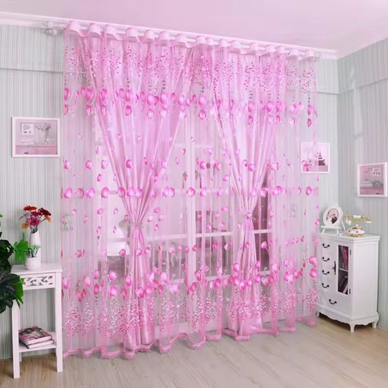 1pc 100*200 Modern Tulip Window Screen Living Room Bedroom Door Kitchen Drape Curtain Home Decoration Supplies (Note: This is a single item for sale, the image shows the effect of two items) J-108