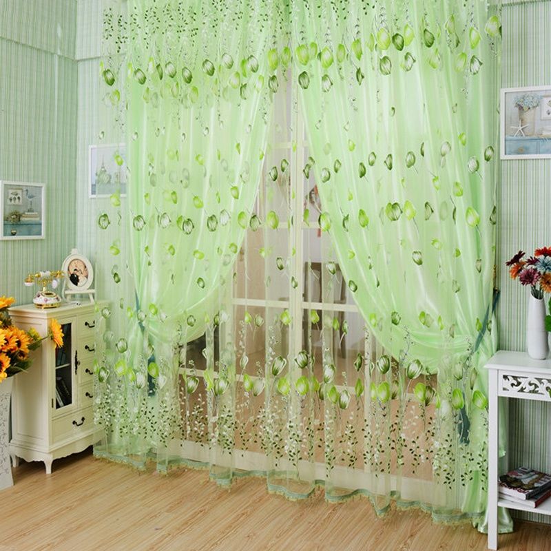 1pc 100*200 Modern Tulip Window Screen Living Room Bedroom Door Kitchen Drape Curtain Home Decoration Supplies (Note: This is a single item for sale, the image shows the effect of two items) J-108
