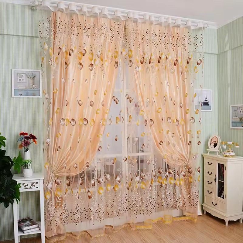 1pc 100*200 Modern Tulip Window Screen Living Room Bedroom Door Kitchen Drape Curtain Home Decoration Supplies (Note: This is a single item for sale, the image shows the effect of two items) J-108