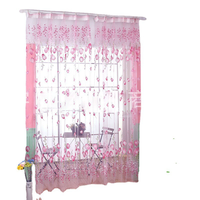1pc 100*200 Modern Tulip Window Screen Living Room Bedroom Door Kitchen Drape Curtain Home Decoration Supplies (Note: This is a single item for sale, the image shows the effect of two items) J-108