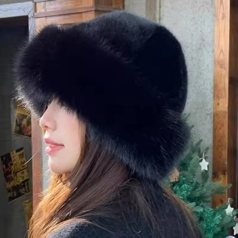 Women Plush Fisherman Hat Warm Women's Winter Hat Thicken Cold Snowy Day Panama Cap Chrismas Gifts New Fluffy Fur Bucket Hat