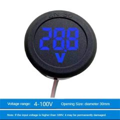 Round DC 4-100V LED Digital Display Circular Two-wire Voltmeter DC Digital Voltmeter Head Display Reverse Connection Protectio C-350