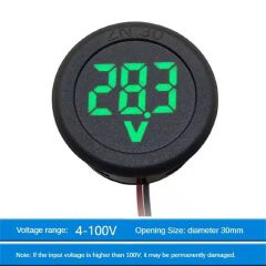 Round DC 4-100V LED Digital Display Circular Two-wire Voltmeter DC Digital Voltmeter Head Display Reverse Connection Protectio C-350