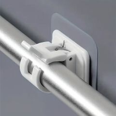 2pcs No Drill Curtain Rod Brackets Self-Adhesive Curtain Rod Holder Hook Adjustable Wall Curtain Fixed Clip Hanging Rack C-508