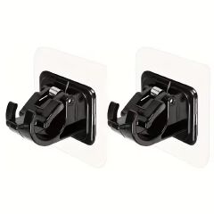 2pcs No Drill Curtain Rod Brackets Self-Adhesive Curtain Rod Holder Hook Adjustable Wall Curtain Fixed Clip Hanging Rack C-508