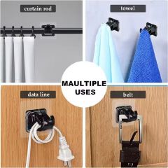 2pcs No Drill Curtain Rod Brackets Self-Adhesive Curtain Rod Holder Hook Adjustable Wall Curtain Fixed Clip Hanging Rack C-508