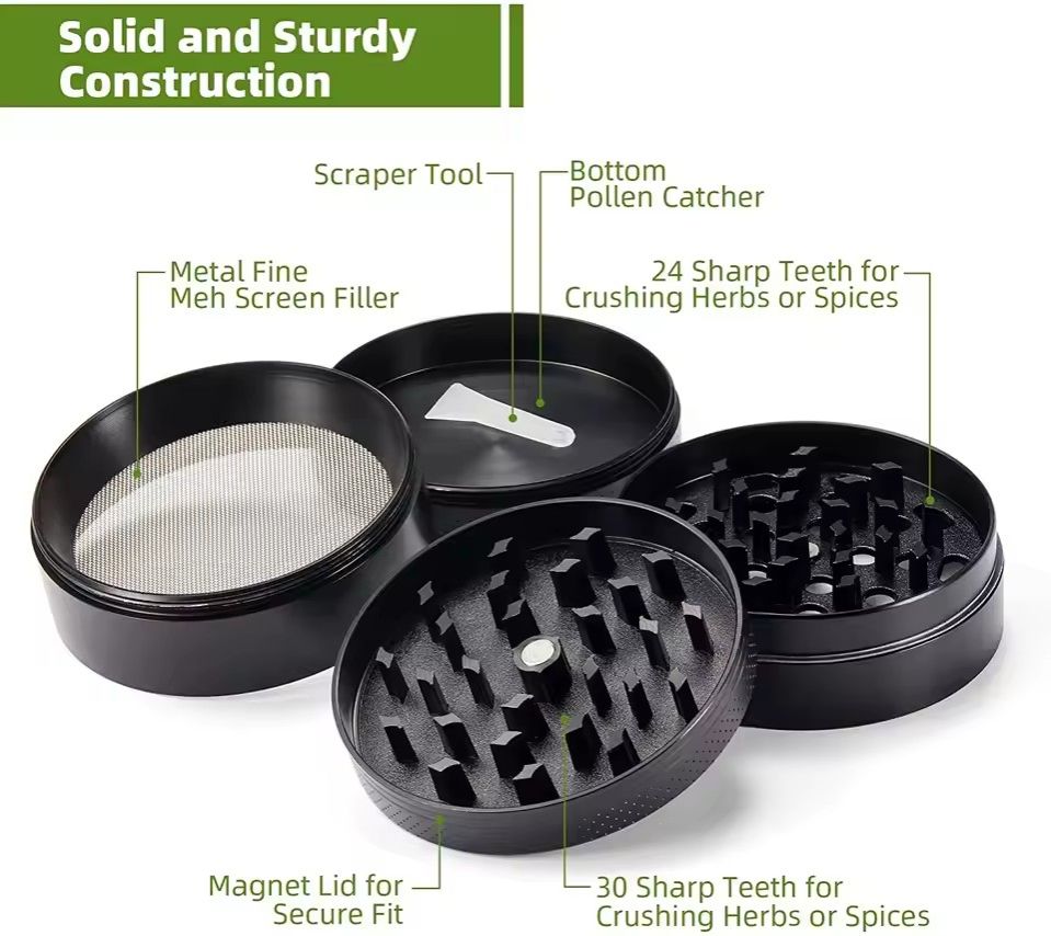Binhurst 4 Layers Metal Spice Crusher abrader Leaves Grinder Accessories Spice crusher Grinder Detectors Tools High Quality B2-150-2