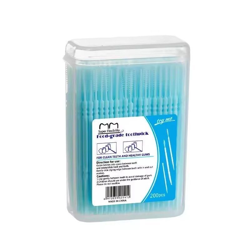 200pcs Plastic Interdental Brush Double Head Thread Dental Toothbrush Stick Toothcare Toothbrush Cleaning Tool