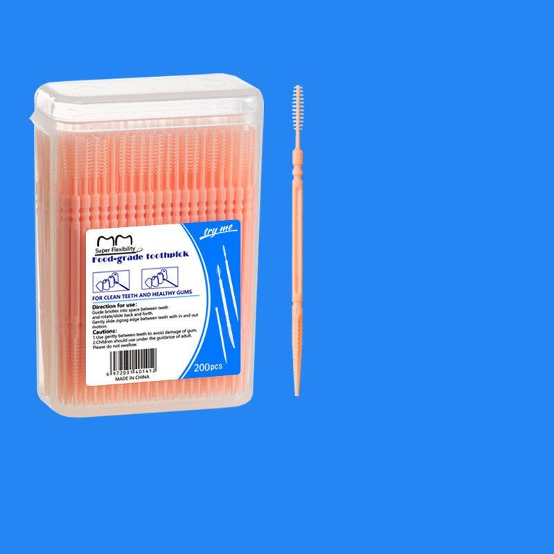 200pcs Plastic Interdental Brush Double Head Thread Dental Toothbrush Stick Toothcare Toothbrush Cleaning Tool