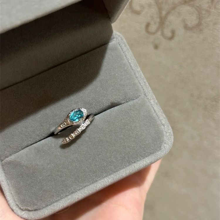 Colorful Diamond Spirit Snake Ring, Suitable for Women and Girls, Fashionable and Adjustable Ring, Simple, Jewelry Gift
