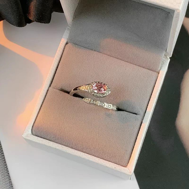 Colorful Diamond Spirit Snake Ring, Suitable for Women and Girls, Fashionable and Adjustable Ring, Simple, Jewelry Gift