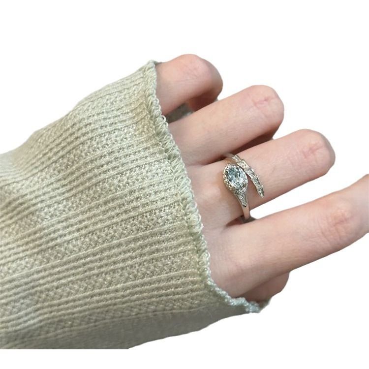 Colorful Diamond Spirit Snake Ring, Suitable for Women and Girls, Fashionable and Adjustable Ring, Simple, Jewelry Gift