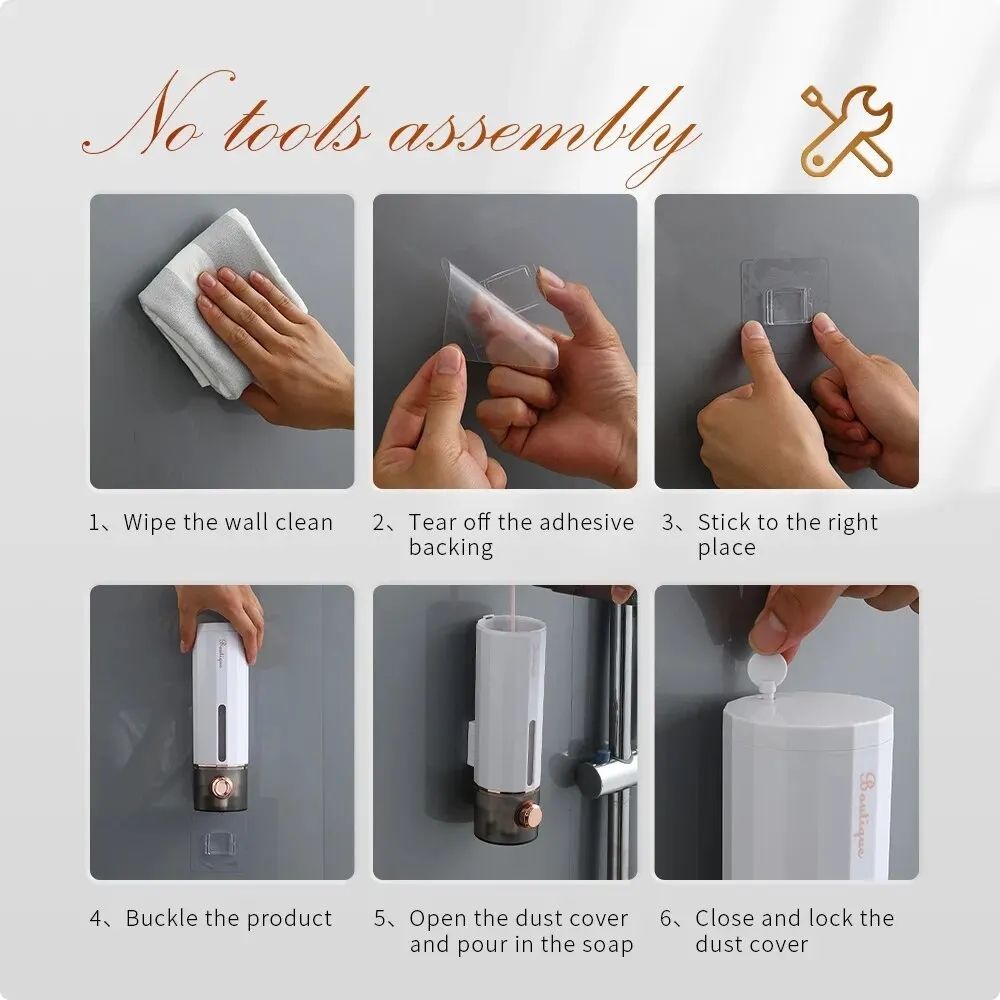 Non-Perforating Soap Dispenser Hand Sanitizer Wall Hanger Press Dispenser Home Hotel Shower Gel Shampoo Box Wall Mount