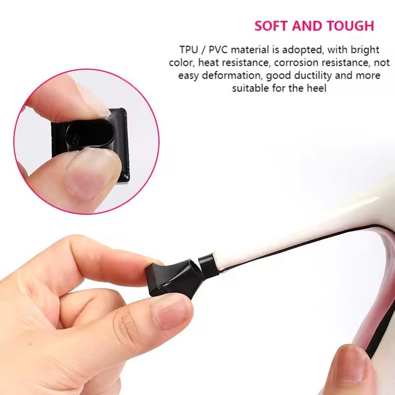 1 Pair Women High Heels Shoe Covers Square TPU/PVC Material Soft Damping Heel Protector Silencer Non-slip Heel Protector C-442