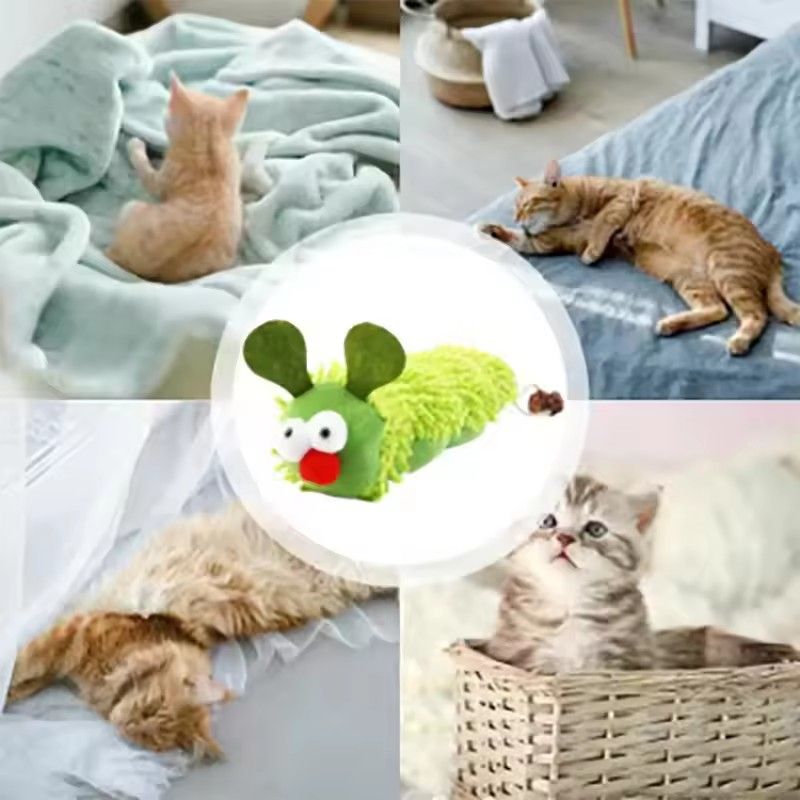 Cat Chewing Toys, Small Cat Toys for Cleaning the Mouth, Caterpillar Toys for Cats to Entertain and Relax Themselves