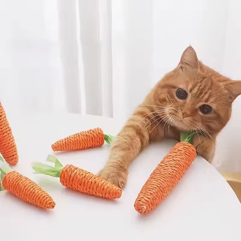 Carrot Cat Toys, Pet Supplies, Anti Bite Paper Rope, Interactive Teeth Cleaning Game, Cat Carrot Chewing Toys