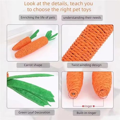 Carrot Cat Toys, Pet Supplies, Anti Bite Paper Rope, Interactive Teeth Cleaning Game, Cat Carrot Chewing Toys