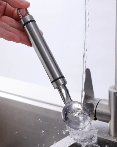 1pc Stainless Steel Kitchen Peeler, Peeling Spoon, Pasta Cutter, Household Stainless Steel Multifunctional Peeler