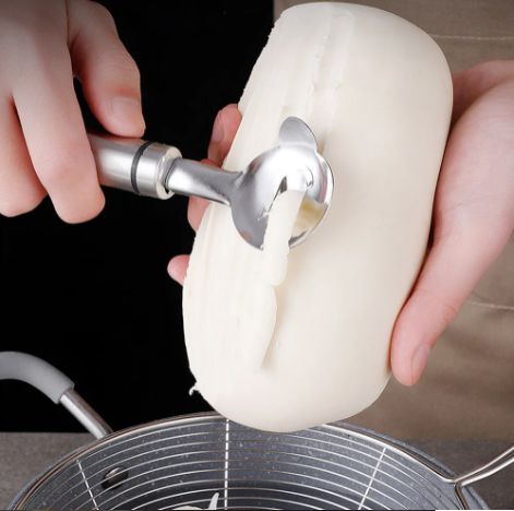 1pc Stainless Steel Kitchen Peeler, Peeling Spoon, Pasta Cutter, Household Stainless Steel Multifunctional Peeler