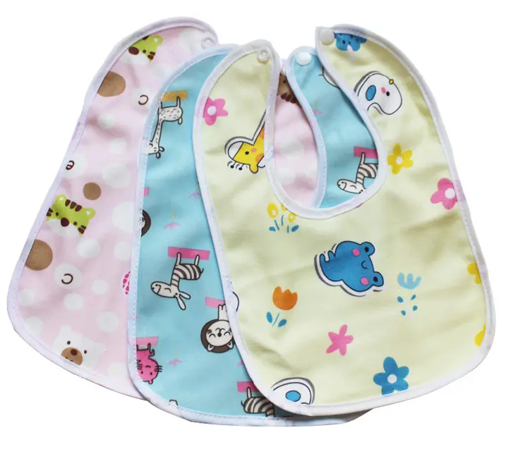 3pcs/Set Baby Cartoon Snap Waterproof Bib Super Soft Baby Bib Newborn Crystal Velvet Saliva Towel E-1159