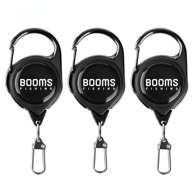 1pc Booms Fishing RG1 Retractable Badge Holder Carabiner Lanyard Key Rope Chain Reel Badge Holder Fishing Tackle Boxes Accessorie E-1296