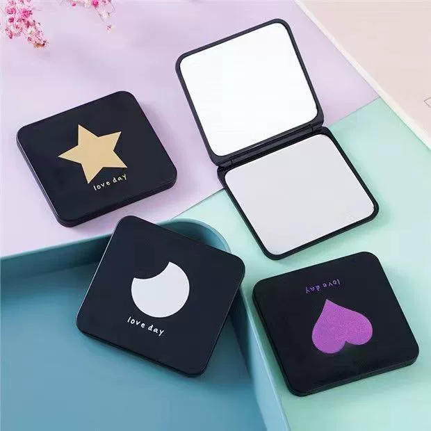 Makeup Mirror Mini Square Makeup Vanity Mirror Portable Hand Mirrors Double-sided Compact Mirror Pocket Cosmetic Mirror C-395
