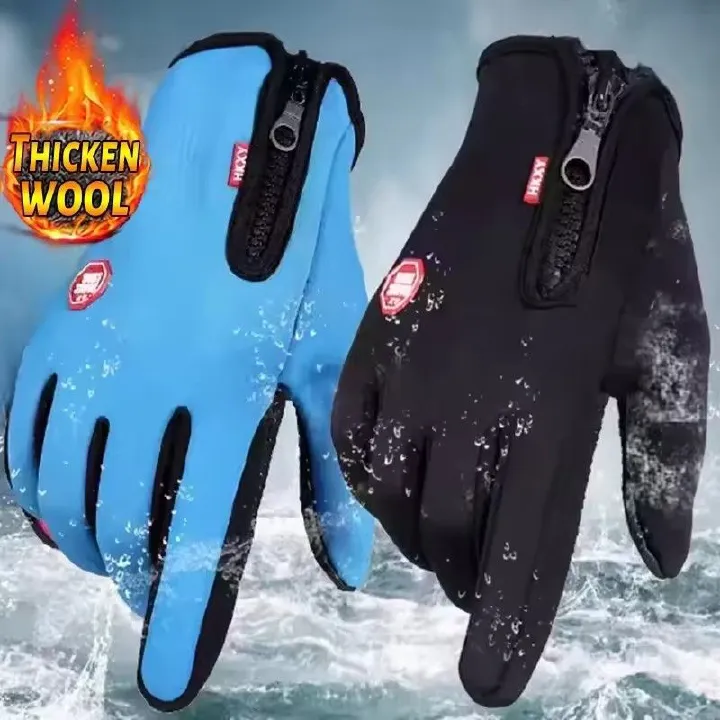 Waterproof Windproof Cold Gloves Winter Gloves for Men Snowboard Motorcycle Riding Driving Warm Touchscreen Zipper Unisex Glove C-515