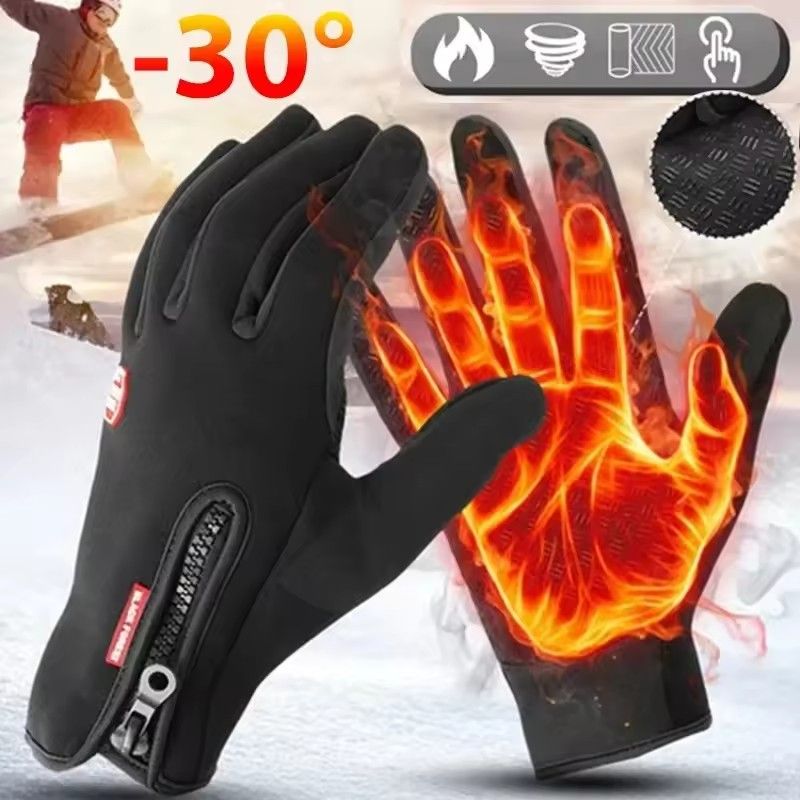 Waterproof Windproof Cold Gloves Winter Gloves for Men Snowboard Motorcycle Riding Driving Warm Touchscreen Zipper Unisex Glove C-515