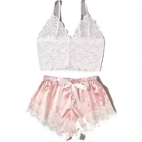 1 Set Womens Lace Sleepwear Lingerie Tops Shorts Set Babydoll Pajamas Nightwear S/M/L/XL/2XL New Color FZ-118