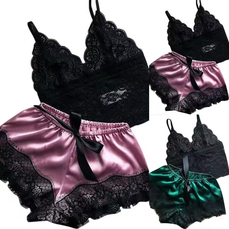 1 Set Womens Lace Sleepwear Lingerie Tops Shorts Set Babydoll Pajamas Nightwear S/M/L/XL/2XL New Color FZ-118