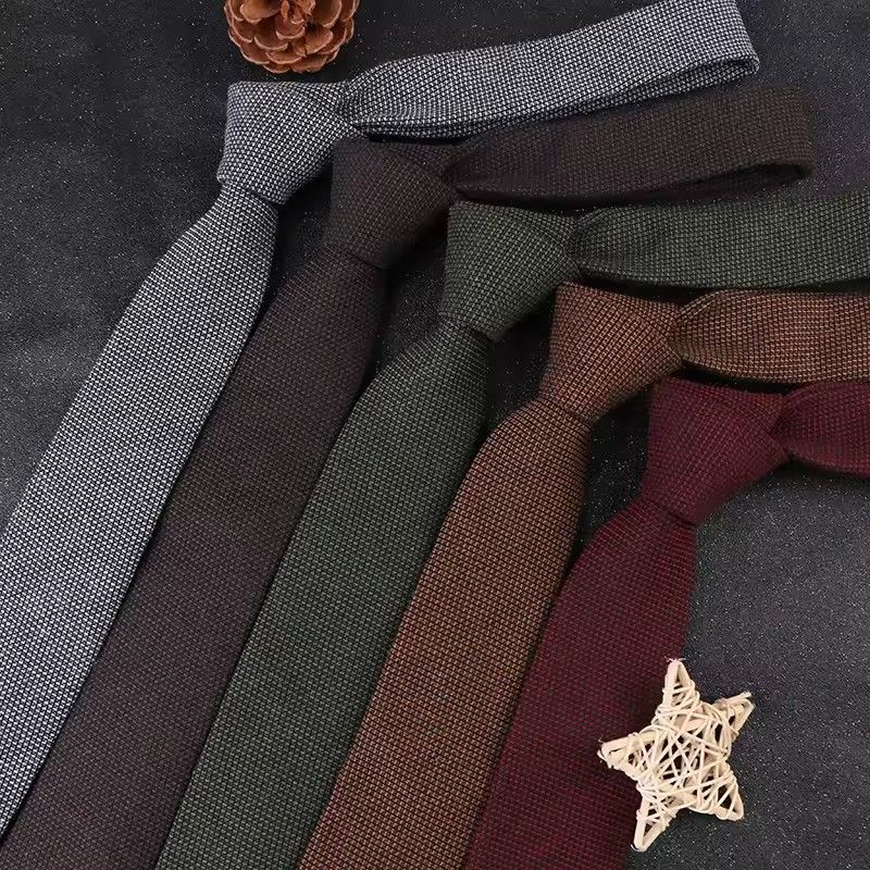 Fashionable 145cm Quality Thin Cotton Ties For Men, Formal Occasions, Vintage Cotton Plaid Tie, Wedding, Party, Gift