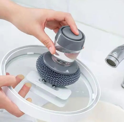 1pc Kitchen and Household Stove Cleaning Brush, Kitchen Sink Brush, Pot, Oven, Durable PET Steel Wire Ball Brush Added