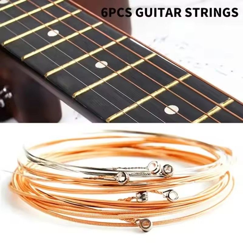 1 SET 6 Pieces Copper Guitar Strings 1-6 for Classical Classic Steel Wire Classic Acoustic Folk Guitar Parts Accessories E-1004