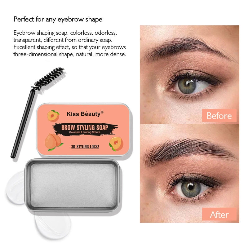 1pc Brow Repair Soap Style Wax Gel With Brush Long Lasting Makeup Eyebrow Eye Makeup Easy To Use Tool Waterproof B2-788