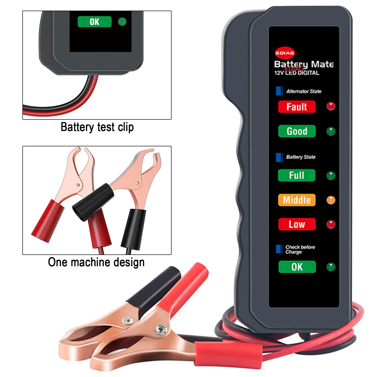 Mini 12V Car Battery Tester Digital Alternator Tester 6 LED Lights Display Car Diagnostic Tool Auto Battery Tester Analyzer E-392