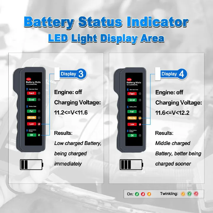 Mini 12V Car Battery Tester Digital Alternator Tester 6 LED Lights Display Car Diagnostic Tool Auto Battery Tester Analyzer E-392