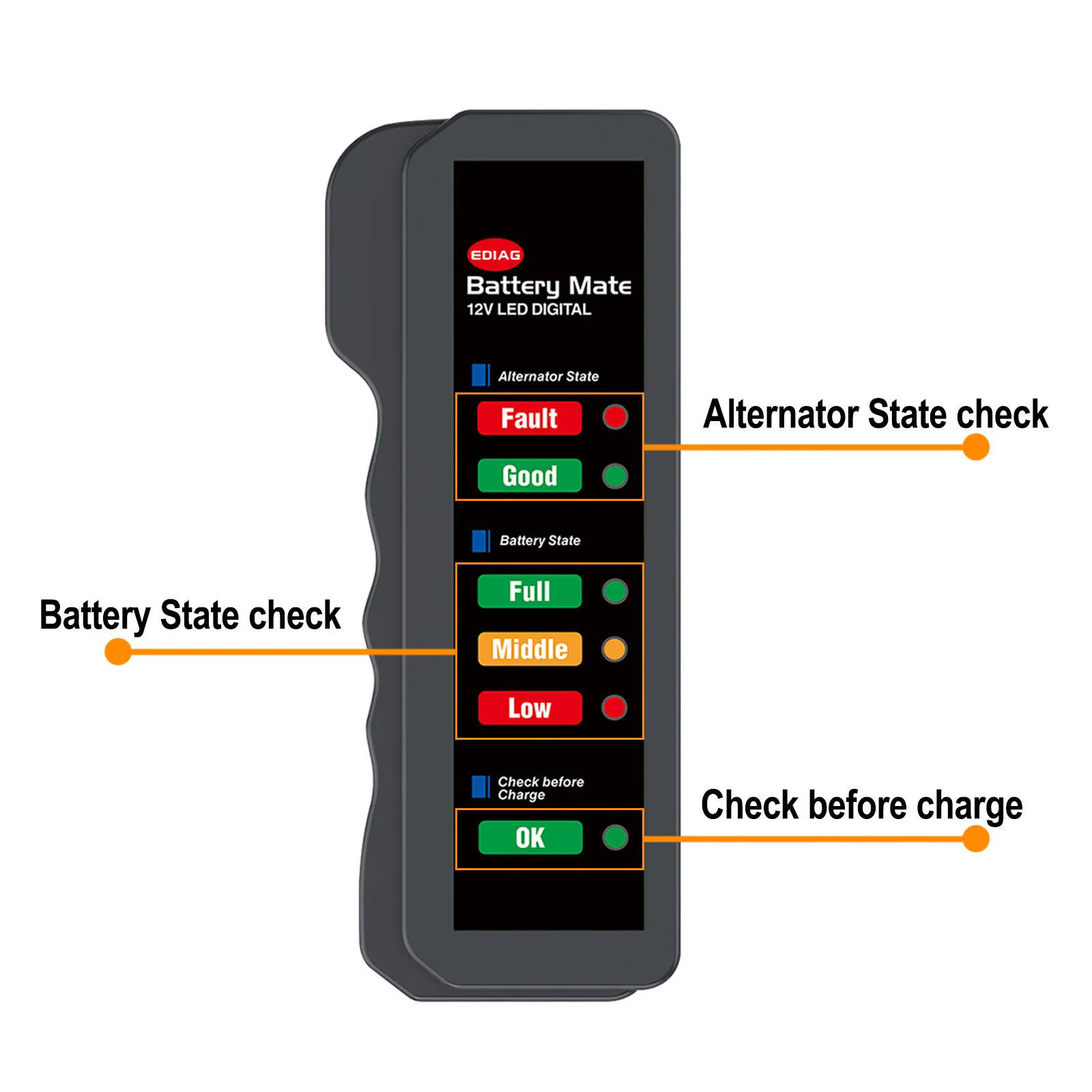 Mini 12V Car Battery Tester Digital Alternator Tester 6 LED Lights Display Car Diagnostic Tool Auto Battery Tester Analyzer E-392