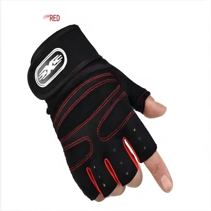 Workout Gloves for Men Women Half Finger Glove with Wrist Wrap for Sport Weight Lifting Training Bicycle Motorcyclist Gym Glove O-4-6