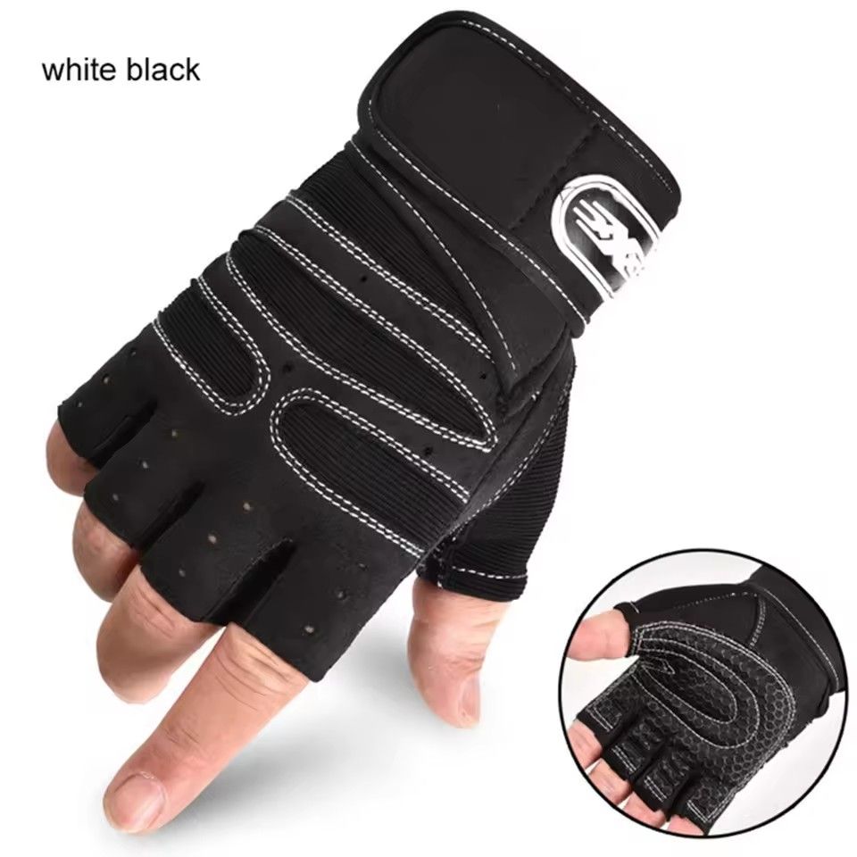 Workout Gloves for Men Women Half Finger Glove with Wrist Wrap for Sport Weight Lifting Training Bicycle Motorcyclist Gym Glove O-4-6