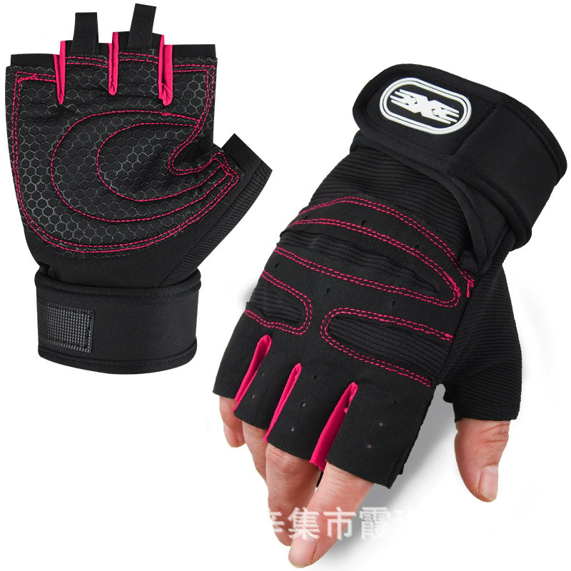 Workout Gloves for Men Women Half Finger Glove with Wrist Wrap for Sport Weight Lifting Training Bicycle Motorcyclist Gym Glove O-4-6