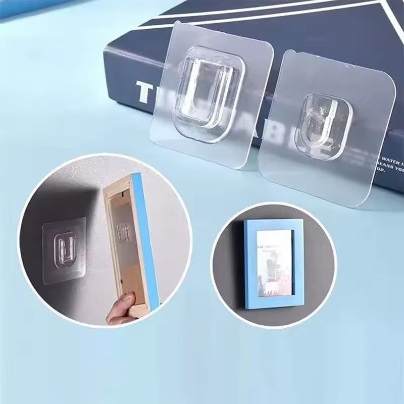 Double-Sided Adhesive Wall Hooks Hanger Strong Transparent Suction Cup Sucker Hooks Kitchen Bathroom Storage Plug Socket Holders C-458