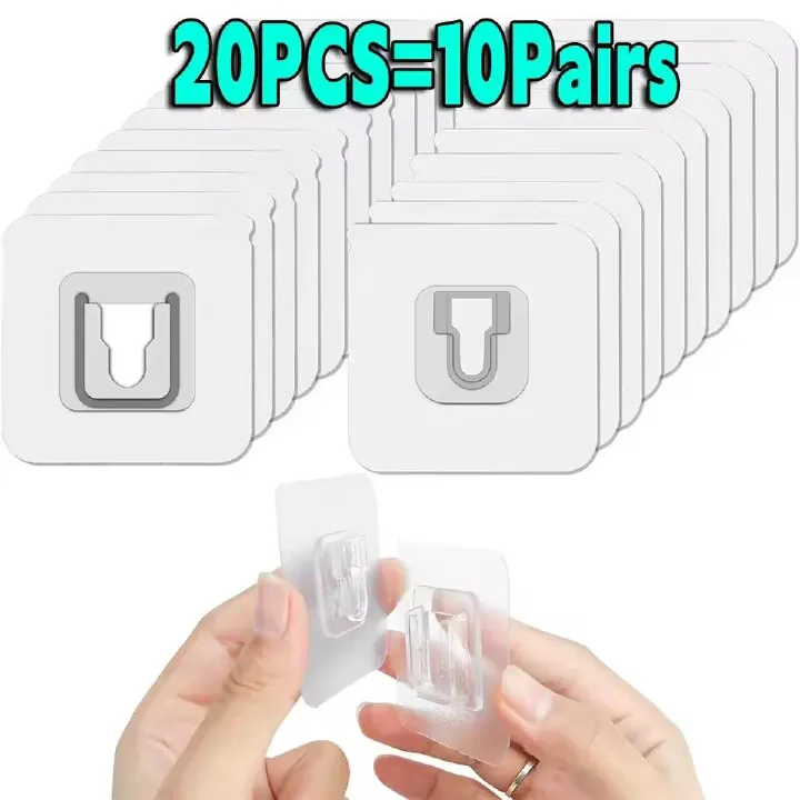 Double-Sided Adhesive Wall Hooks Hanger Strong Transparent Suction Cup Sucker Hooks Kitchen Bathroom Storage Plug Socket Holders C-458