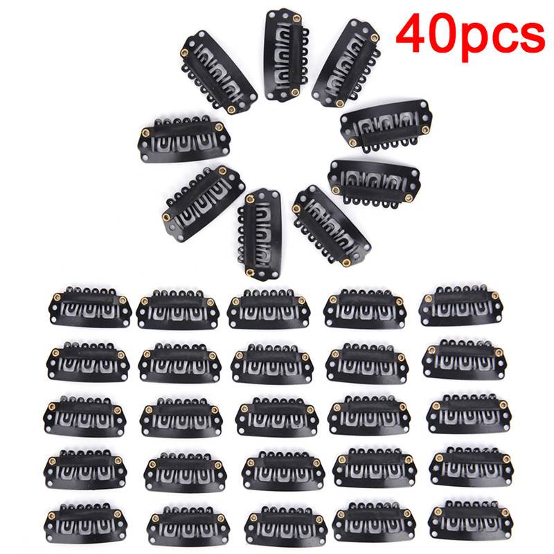 2.8CM 40Pcs/Set Shape Wig Clips For Hair Extension Cap Wig Fix Toupee Hairpiece Clips Hair Snap Clips Accessory Tools A-191