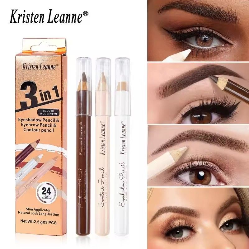 3pcs Eyebrow Pencil Set, Waterproof, Korean Women's Long-term Cosmetics, Concealer, Eyeliner, Durable Waterproof Eyebrow Pencil