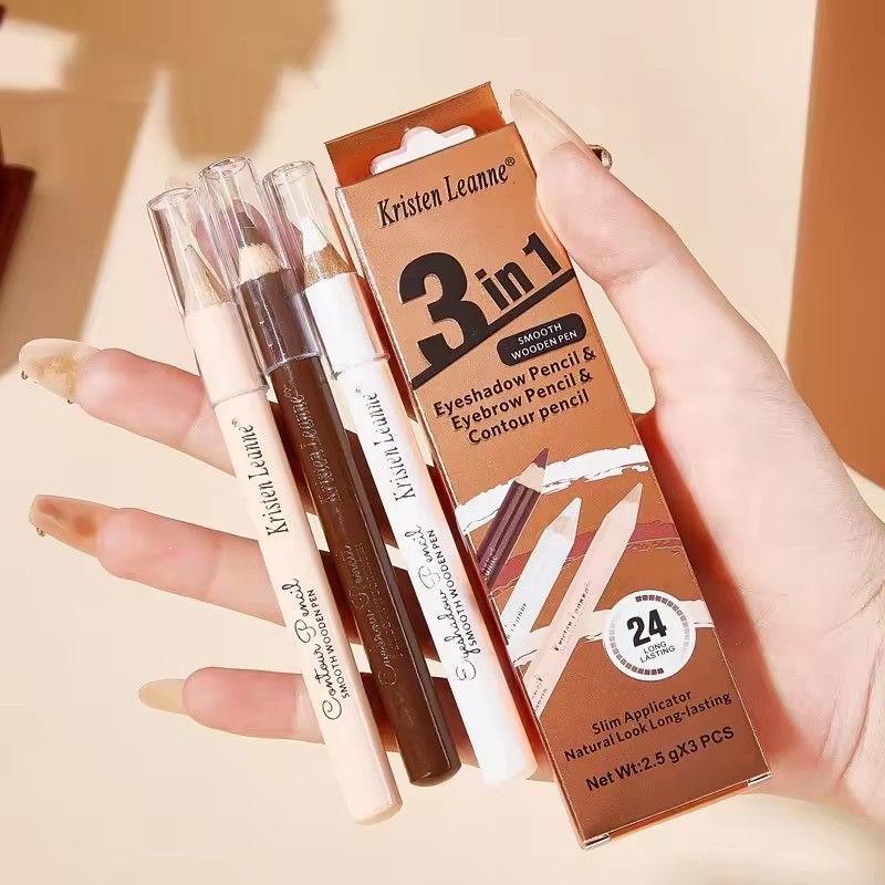 3pcs Eyebrow Pencil Set, Waterproof, Korean Women's Long-term Cosmetics, Concealer, Eyeliner, Durable Waterproof Eyebrow Pencil